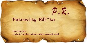 Petrovity Réka névjegykártya